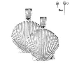 Sterling Silver 30mm Shell Earrings (White or Yellow Gold Plated)