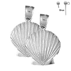 Sterling Silver 26mm Shell Earrings (White or Yellow Gold Plated)