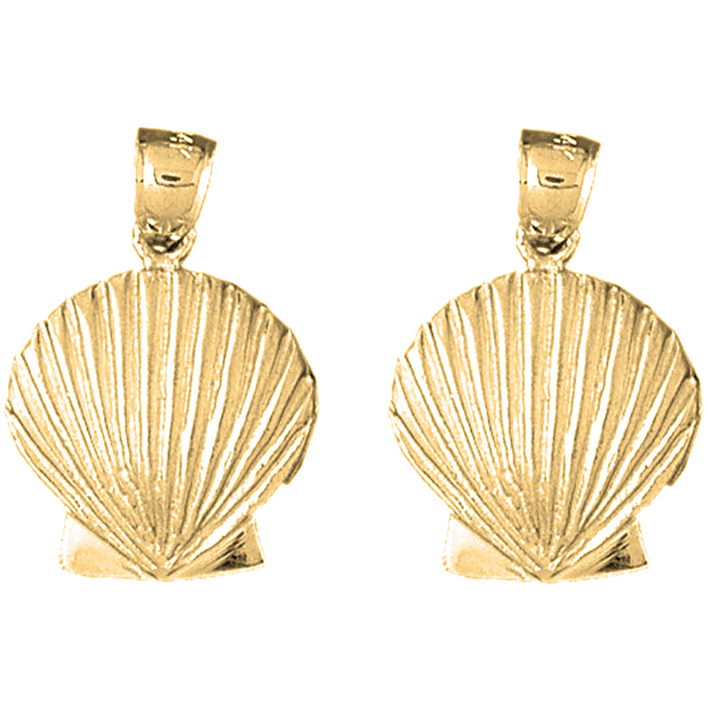 Yellow Gold-plated Silver 26mm Shell Earrings