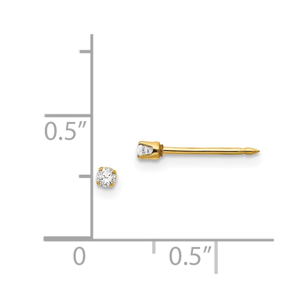 Inverness 14K Yellow Gold 2mm CZ Earrings