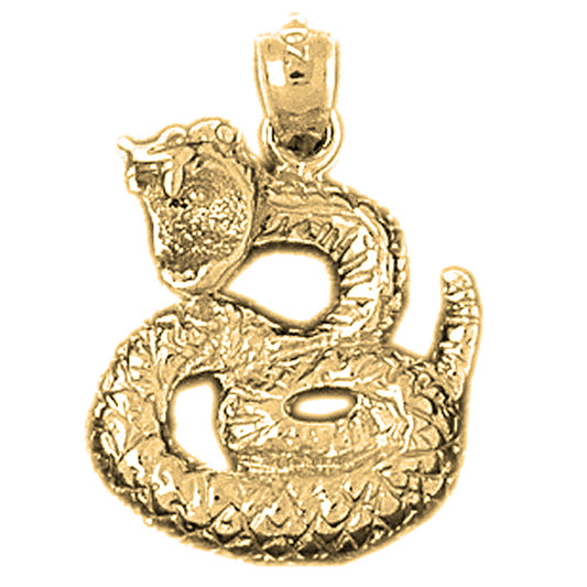 10K, 14K or 18K Gold Rattle Snake Pendant