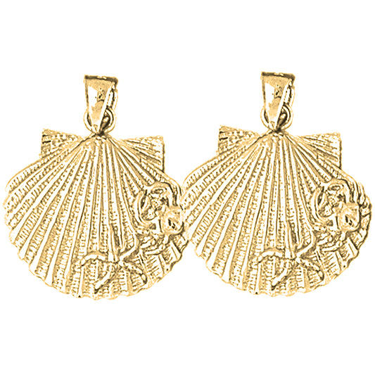 Yellow Gold-plated Silver 26mm Shell Earrings