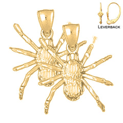 Sterling Silver 27mm Spider Earrings (White or Yellow Gold Plated)