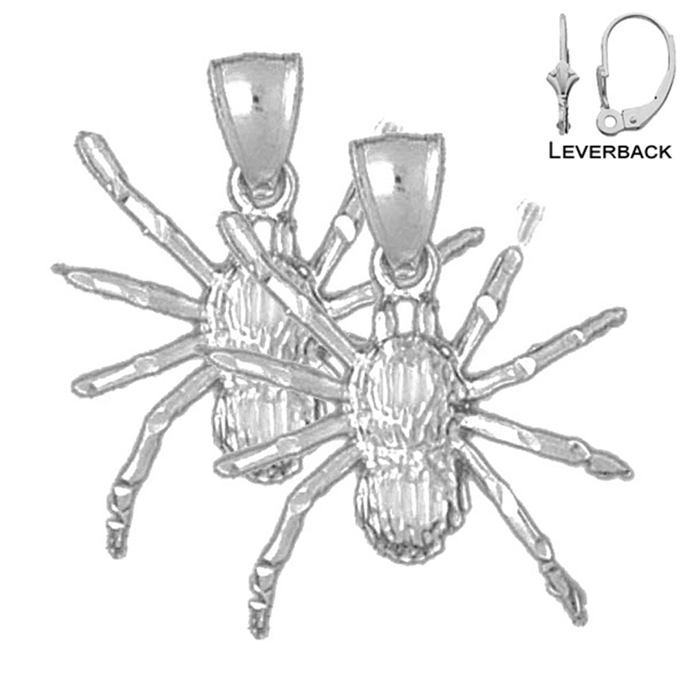 Sterling Silver 27mm Spider Earrings (White or Yellow Gold Plated)