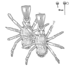 Sterling Silver 27mm Spider Earrings (White or Yellow Gold Plated)