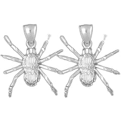 Sterling Silver 27mm Spider Earrings