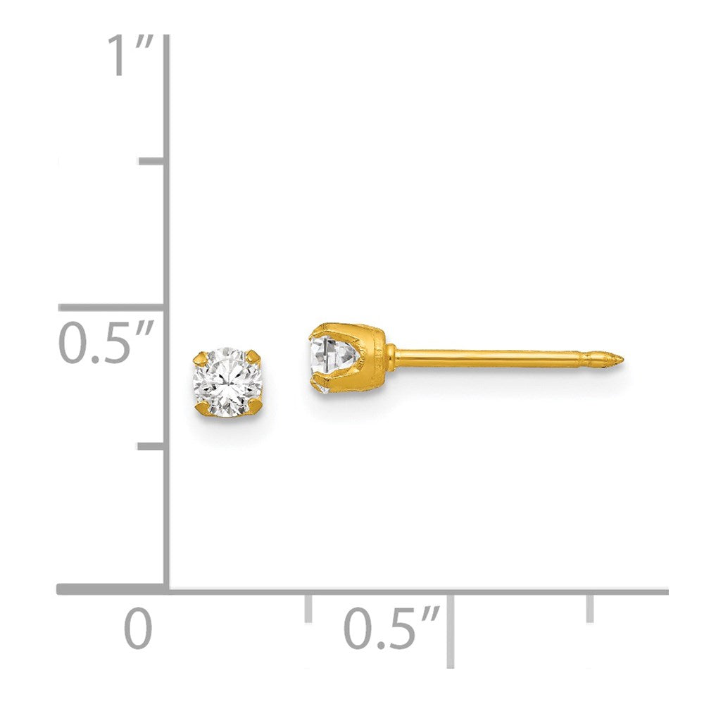 Inverness 18K Yellow Gold 3mm CZ Post Earrings