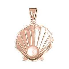 10K, 14K or 18K Gold Shell With Pearl Pendant