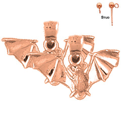 Pendientes de murciélago de oro de 14 quilates o 18 quilates de 15 mm