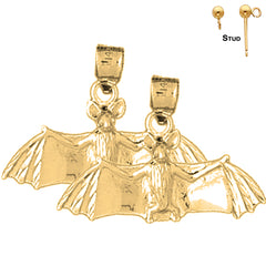 Pendientes de murciélago de plata de ley de 19 mm (chapados en oro blanco o amarillo)