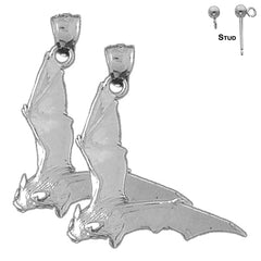 32 mm Fledermaus-Ohrringe aus Sterlingsilber (weiß- oder gelbvergoldet)