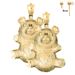 38 mm große Teddybär-Ohrringe aus Sterlingsilber (weiß- oder gelbvergoldet)