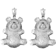 Sterling Silver 38mm Teddy Bear Earrings