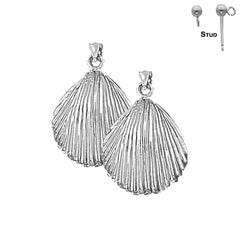 Sterling Silver 29mm Shell Earrings (White or Yellow Gold Plated)