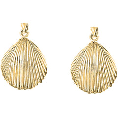 Yellow Gold-plated Silver 29mm Shell Earrings