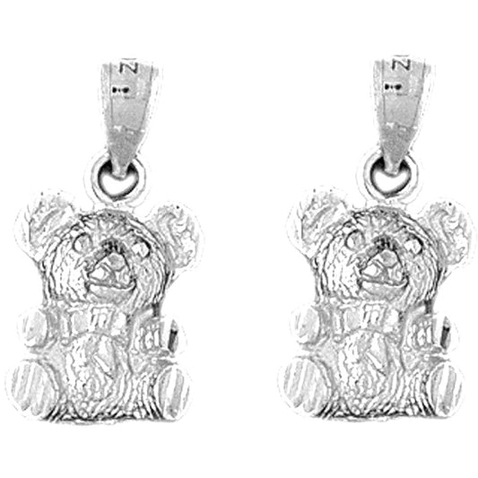 Sterling Silver 21mm Teddy Bear Earrings