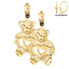 Sterling Silver 25mm Teddy Bear Earrings (White or Yellow Gold Plated)