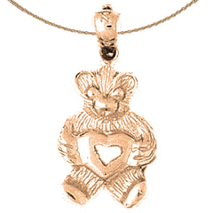 14K or 18K Gold Teddy Bear Pendant