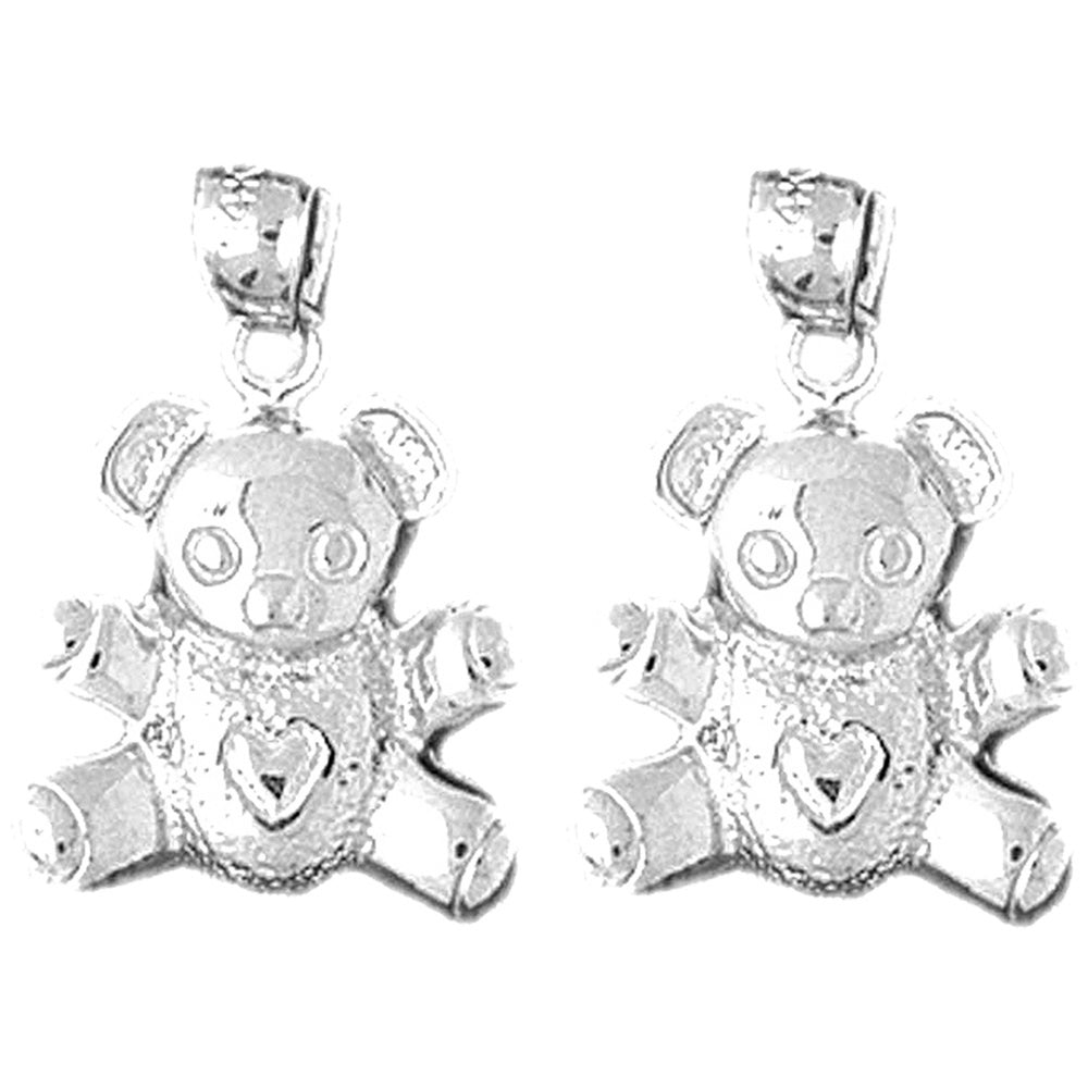 Sterling Silver 20mm Teddy Bear Earrings