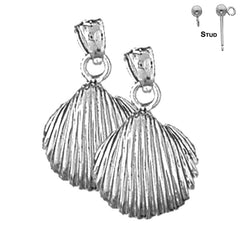 Sterling Silver 28mm Shell Earrings (White or Yellow Gold Plated)