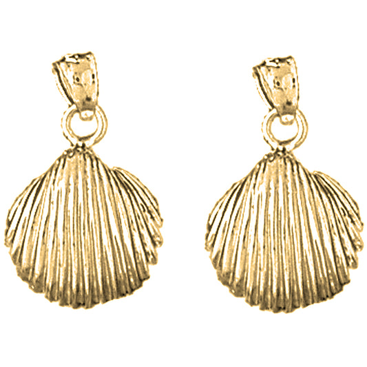 Yellow Gold-plated Silver 28mm Shell Earrings