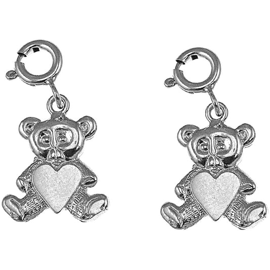 Sterling Silver 18mm Teddy Bear Earrings
