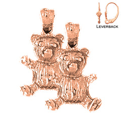 14K or 18K Gold Teddy Bear Earrings