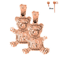 14K or 18K Gold Teddy Bear Earrings