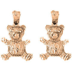 14K or 18K Gold 18mm Teddy Bear Earrings