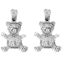 Sterling Silver 18mm Teddy Bear Earrings