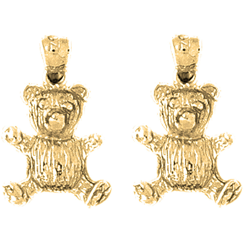 14K or 18K Gold 18mm Teddy Bear Earrings