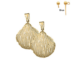 Sterling Silver 21mm Shell Earrings (White or Yellow Gold Plated)