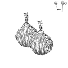 Sterling Silver 21mm Shell Earrings (White or Yellow Gold Plated)