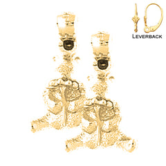 Sterling Silver 17mm Teddy Bear Earrings (White or Yellow Gold Plated)