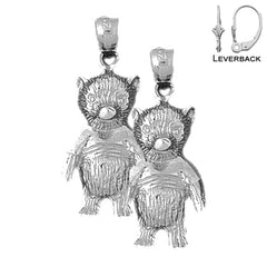 Sterling Silver 26mm Teddy Bear Earrings (White or Yellow Gold Plated)