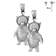 Sterling Silver 26mm Teddy Bear Earrings (White or Yellow Gold Plated)