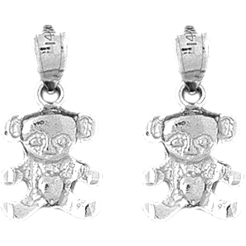 14K or 18K Gold 19mm Teddy Bear Earrings