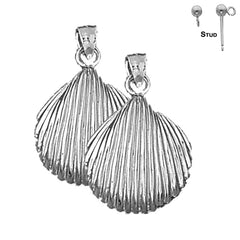 Sterling Silver 26mm Shell Earrings (White or Yellow Gold Plated)