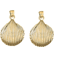 Yellow Gold-plated Silver 26mm Shell Earrings