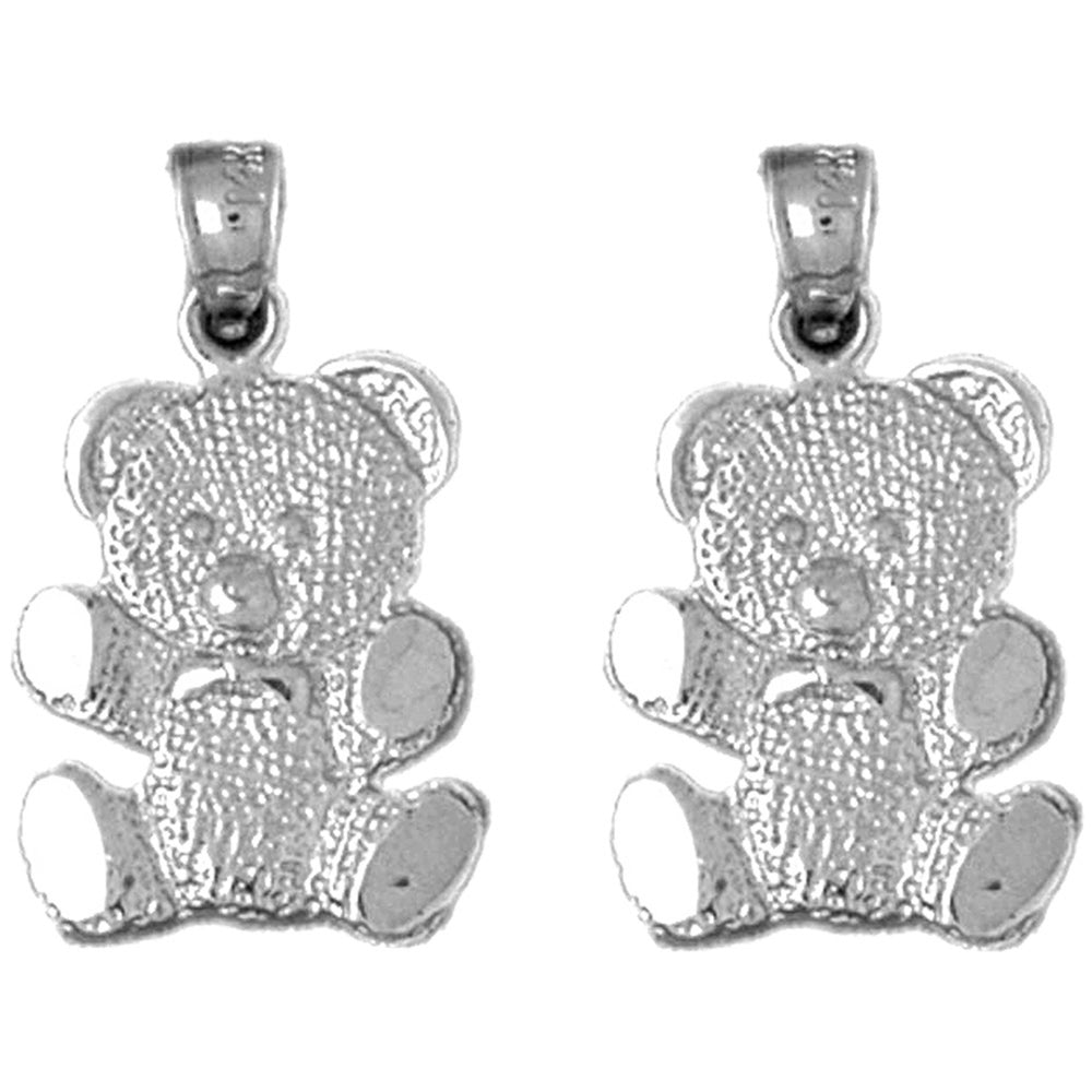 Sterling Silver 19mm Teddy Bear Earrings