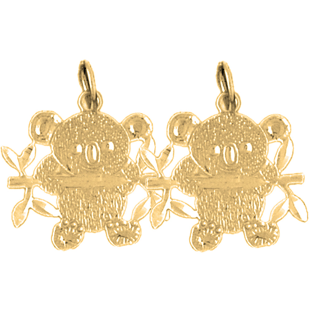 14K or 18K Gold 20mm Teddy Bear Earrings