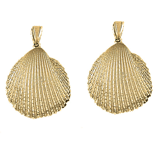 Yellow Gold-plated Silver 37mm Shell Earrings