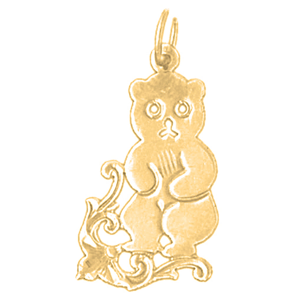 14K or 18K Gold Teddy Bear Pendant