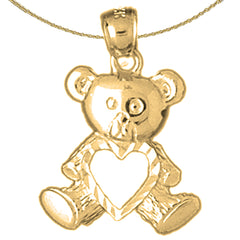 14K or 18K Gold Teddy Bear With Heart Pendant