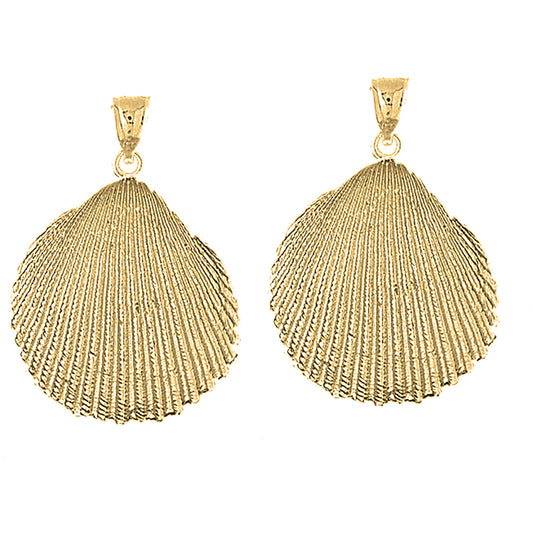 Yellow Gold-plated Silver 43mm Shell Earrings