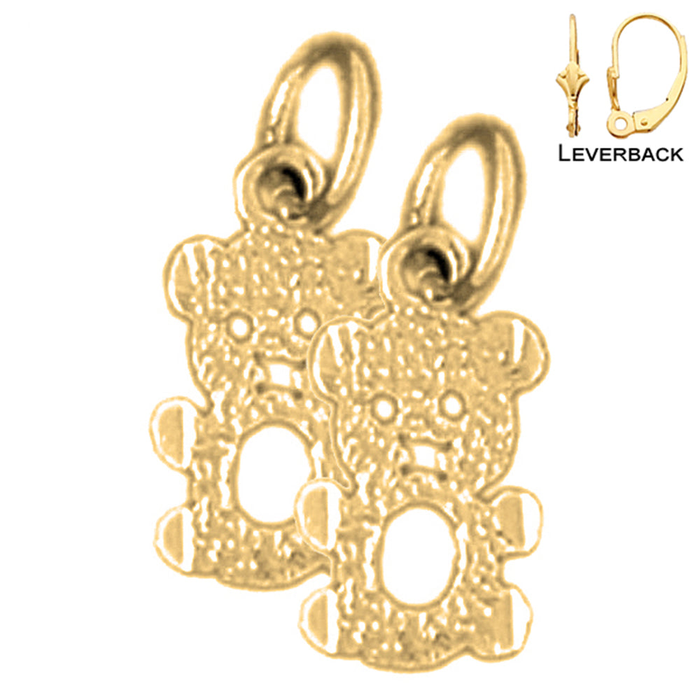 14K or 18K Gold Teddy Bear Earrings