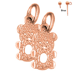 14K or 18K Gold Teddy Bear Earrings