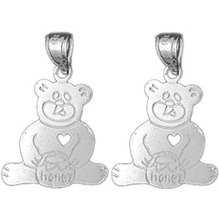 Sterling Silver 22mm Teddy Bear Earrings