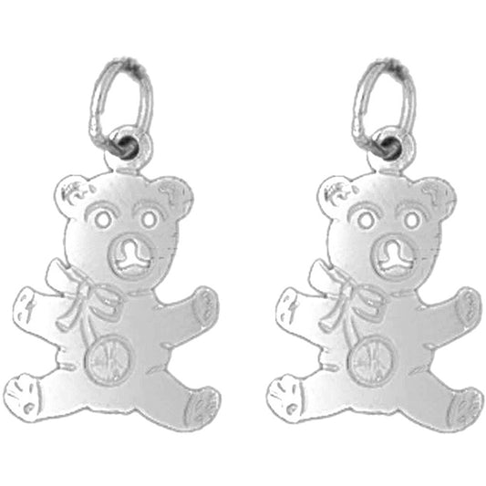 Sterling Silver 20mm Teddy Bear Earrings