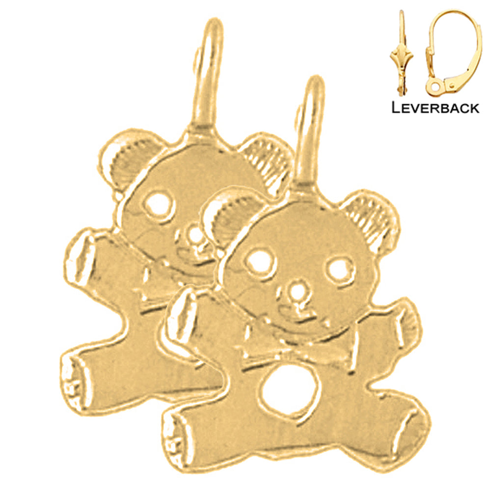 14K or 18K Gold Teddy Bear Earrings